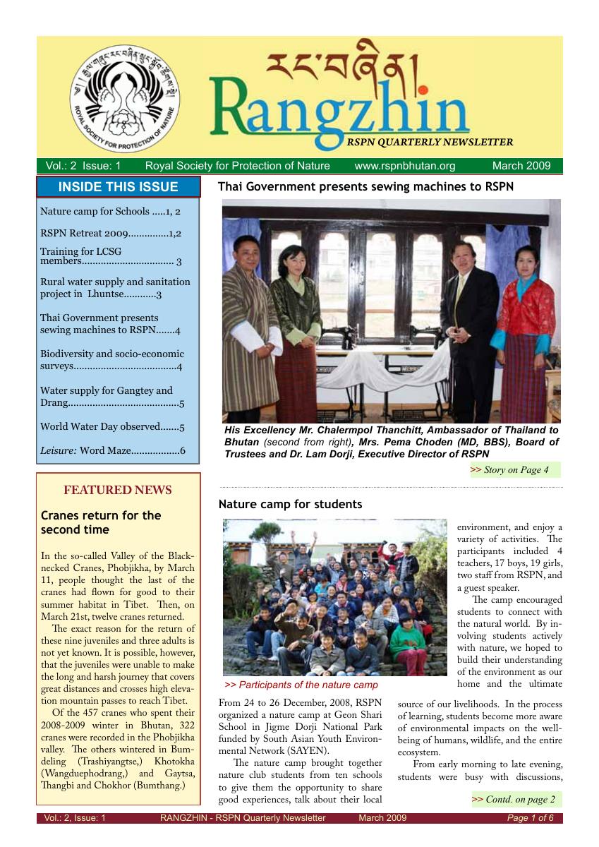 Rangzhin Volume 2, Issue 1, March 2009 cover