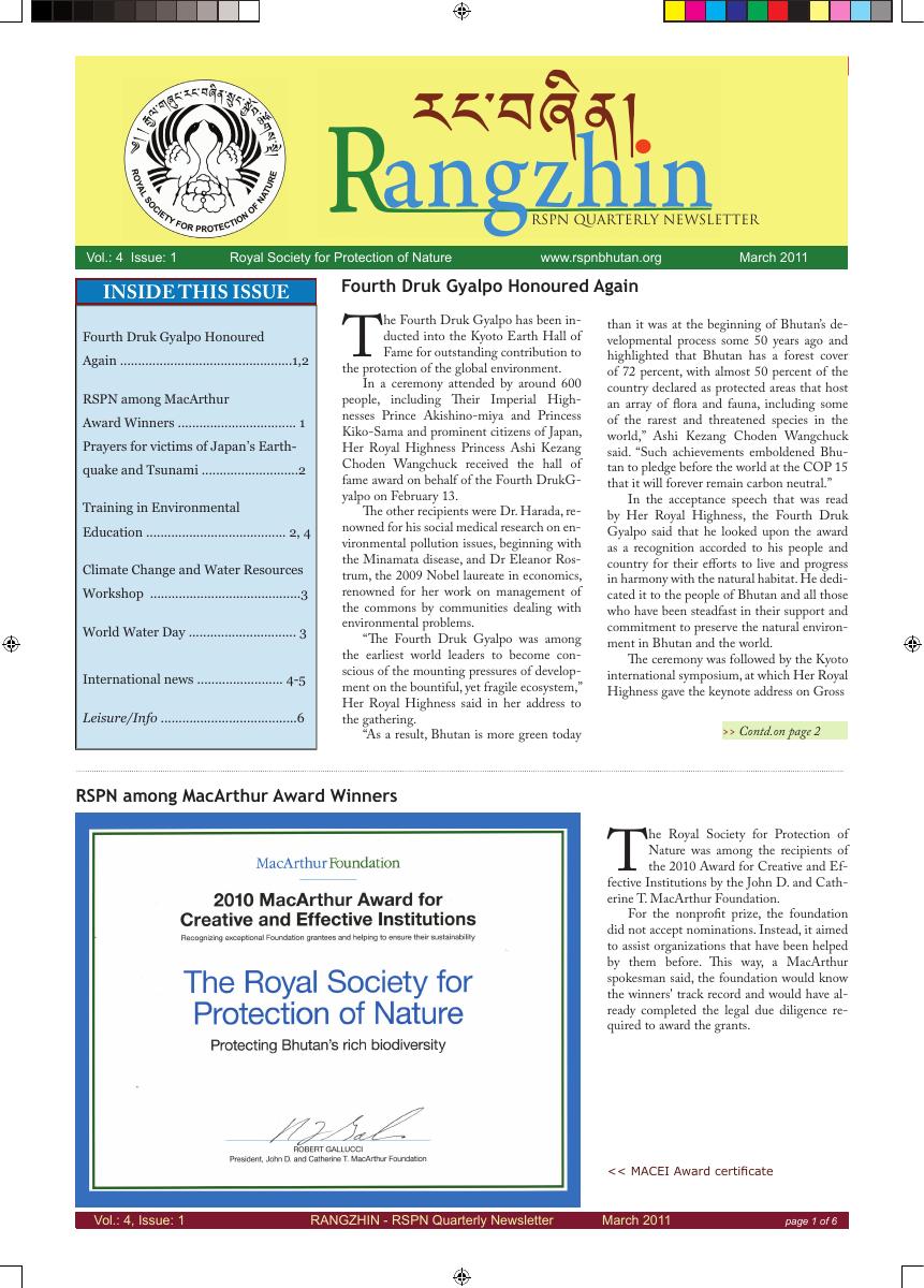 Rangzhin Volume 4, Issue 1, March 2011 cover