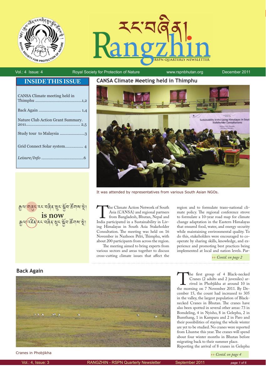 Rangzhin Volume 4, Issue 4, December 2011 cover