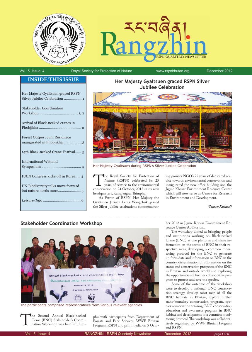 Rangzhin Volume 5, Issue 4, December 2012 cover