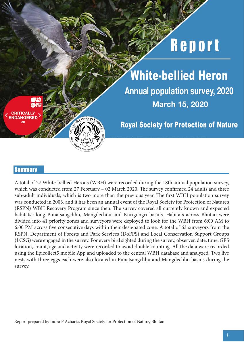 WBH Annual Population Survey Report 2020 cover